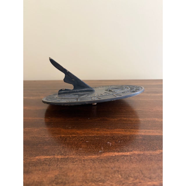 Vintage English Country Iron Garden Sundial "Grow Old Along With Me" For Sale In South Bend - Image 6 of 8