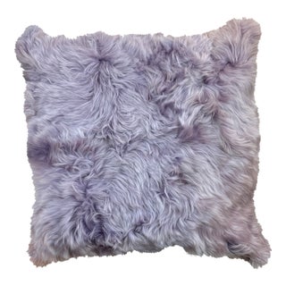 Lavender Alpaca and Suede Back Pillow With New Insert For Sale