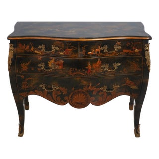 Maitland Smith Chinoiserie Decorated Four Drawer Commode Chest For Sale