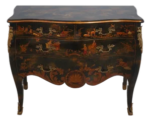 Maitland Smith Chinoiserie Decorated Four Drawer Commode Chest