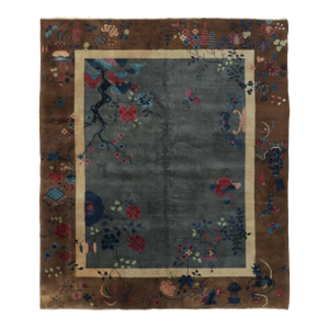 Antique 20th Century Chinese Deco Rug With Flowers & Pictorials - Rug & Kilim