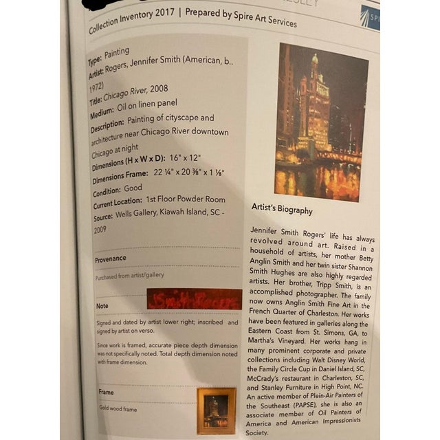 Jennifer Smith Rogers Chicago Cityscape Oils (Pair), 2008 – Framed – Wells Gallery Provenance For Sale - Image 13 of 13