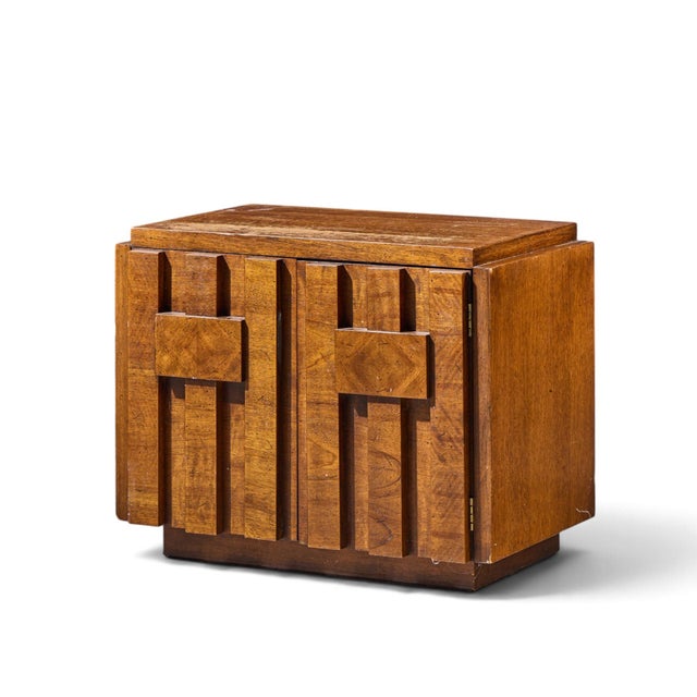 Mid-Century Modern Lane Staccato Brutalist Mid Century Walnut Nightstand For Sale - Image 3 of 7