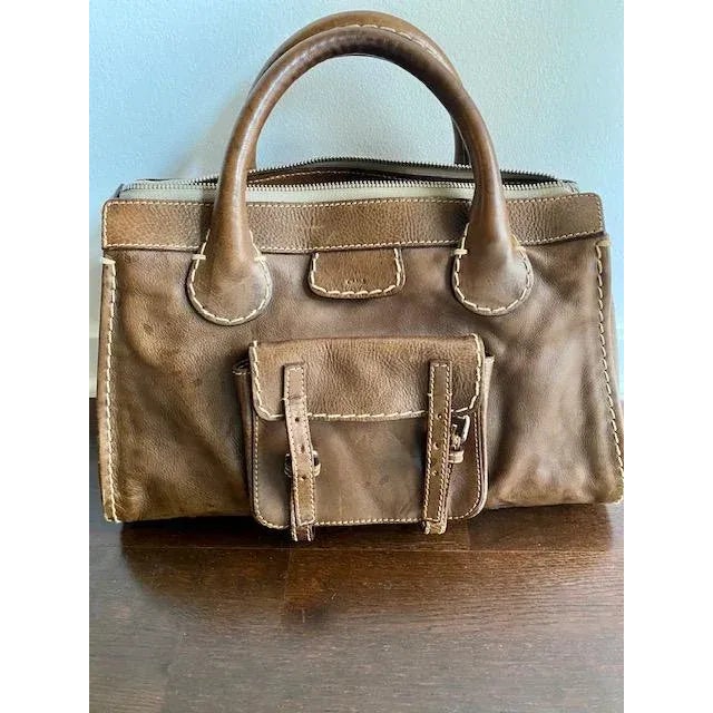 Vintage Chloé Edith Top Handle Satchel Handbag, Phoebe Philo Edition, Medium Brown/Taupe, Made in Italy For Sale - Image 4 of 12