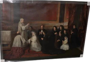 Roberto Bompiani (Italy, 1821-1908) "The Confirmation" Museum Oil Painting C.1871