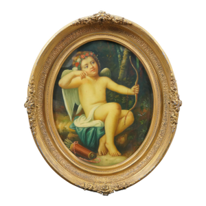 Late 20th Century Cupid's Arrows Oil on Board Painting After Leon Bazille Perrault