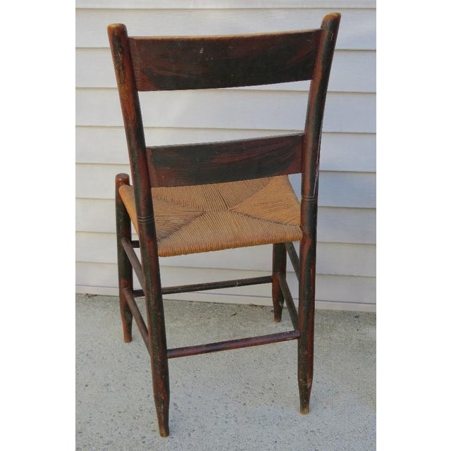 American Antique Early 19th Century Hitchcock Style Stenciled Side Chair With Woven Rush Seat For Sale - Image 3 of 8
