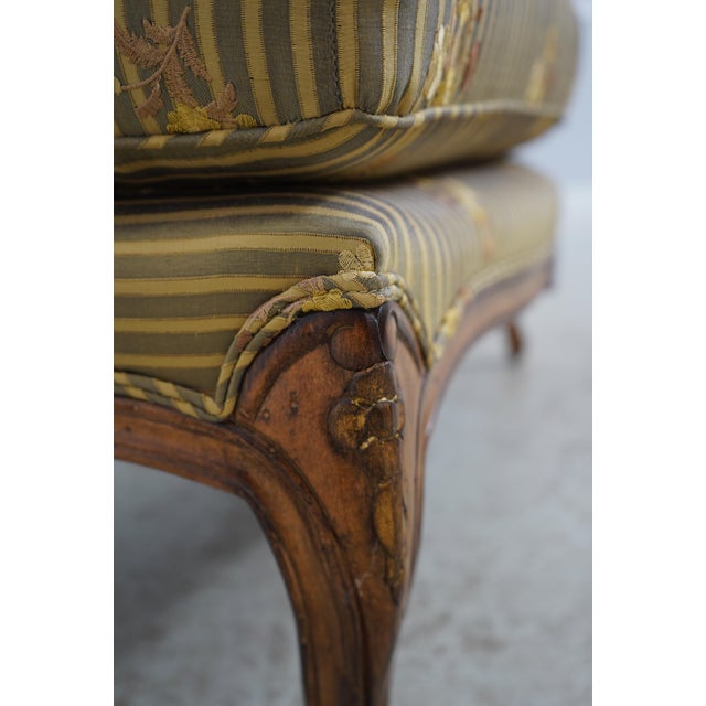 Austoria French Louis XV Wide Seat Bergere Chair W. Ottoman For Sale - Image 17 of 18