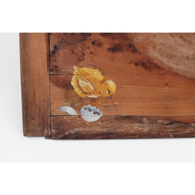 Early 20th Century Wooden Wall Pocket With Hand-Painted Chickens For Sale - Image 12 of 16