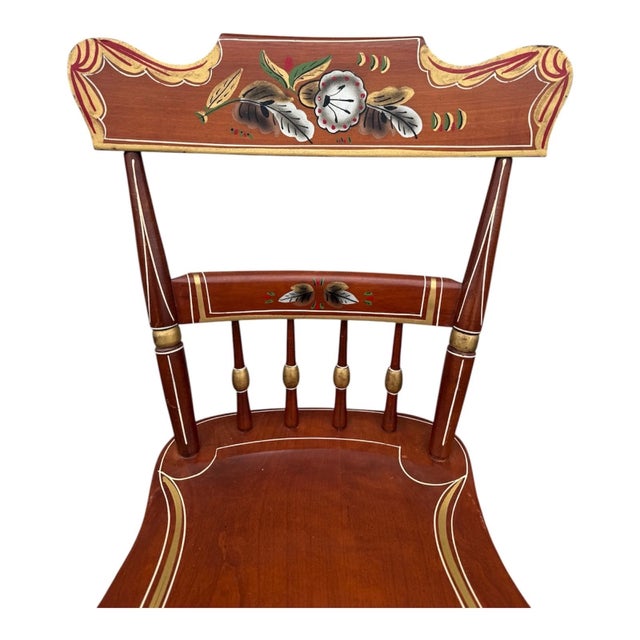 Vintage Amish Hand-Painted Folk Art Wooden Chairs – Set of 2, Country Style For Sale - Image 16 of 18