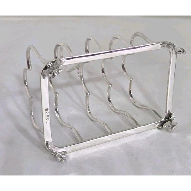 Antique Edwardian Sterling Silver Five-Bar Toast Rack from Marples & Co., 1901 For Sale - Image 4 of 18