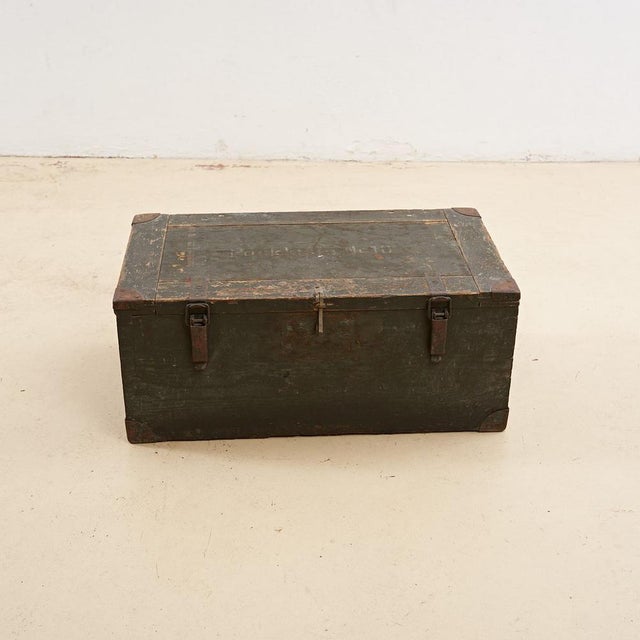 Wood Vintage Military Wooden Trunk For Sale - Image 7 of 7