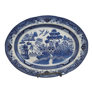 Vintage Blue Willow Large Oval Platter by Heritage Mint Ltd Inspired by Thomas Turner 1780 For Sale