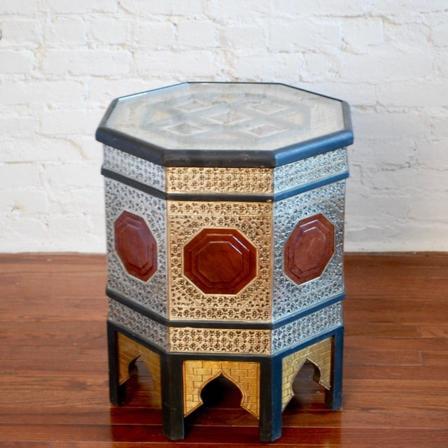 Metal Moroccan Metal & Leather Side Table For Sale - Image 7 of 7