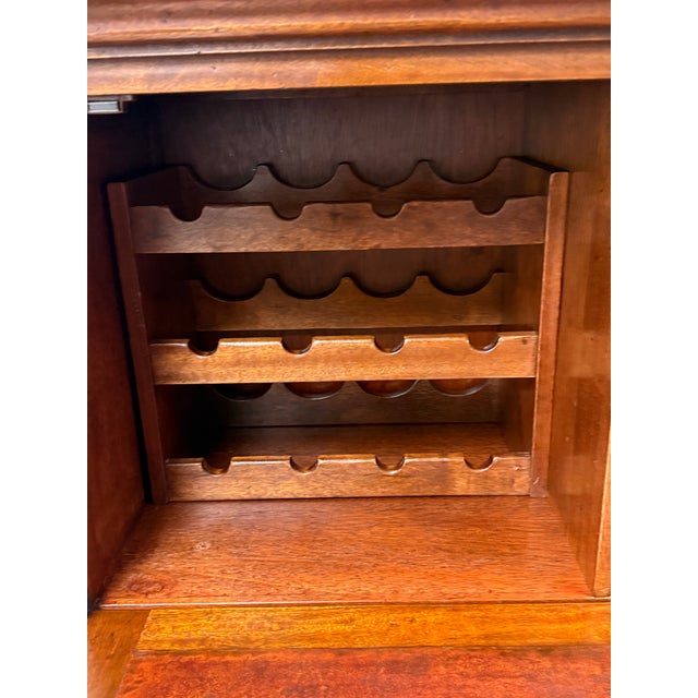 South Cone Trading Traditional Mahogany Wine Bar Secretary Cabinet For Sale - Image 10 of 12