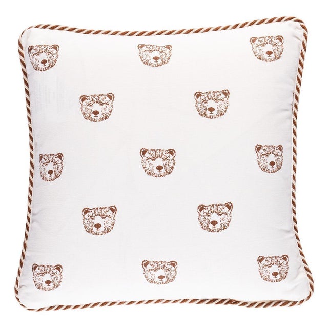This pillow features Bear High Performance Print by Marie-Chantal of Greece for Schumacher. Marie-Chantal’s Bear High...