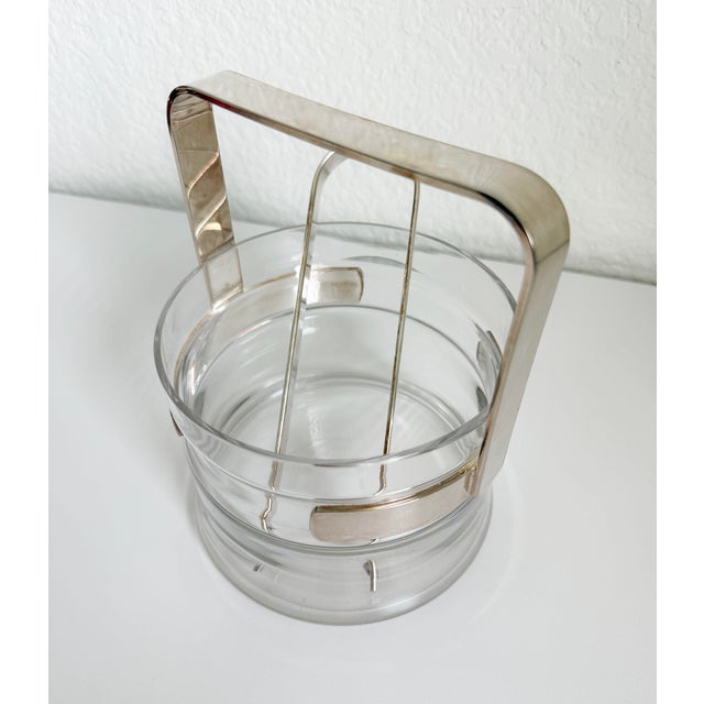 Modernist ice bucket and tongs set made by Italian maker PM Italy, circa 1970s. The minimalist design includes a removable...
