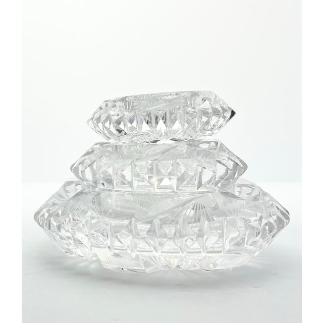 Antique American Brilliant Cut Crystal 5-Piece Heavy Pinwheel Sawtooth Ashtrays For Sale In Dallas - Image 6 of 11