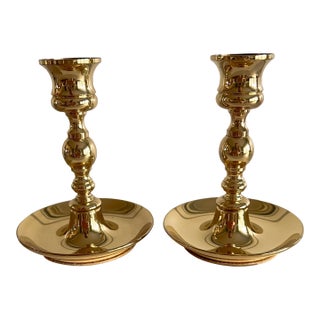 Vintage Baldwin Solid Brass Candlesticks, Pair, Usa, Late 20th Century For Sale