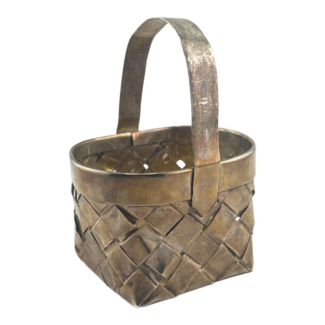 Mid 20th Century Cartier Sterling Silver Miniature Basket For Sale