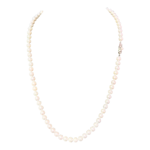 Mikimoto Estate Akoya Pearl Necklace 24" Silver 7 mm Certified