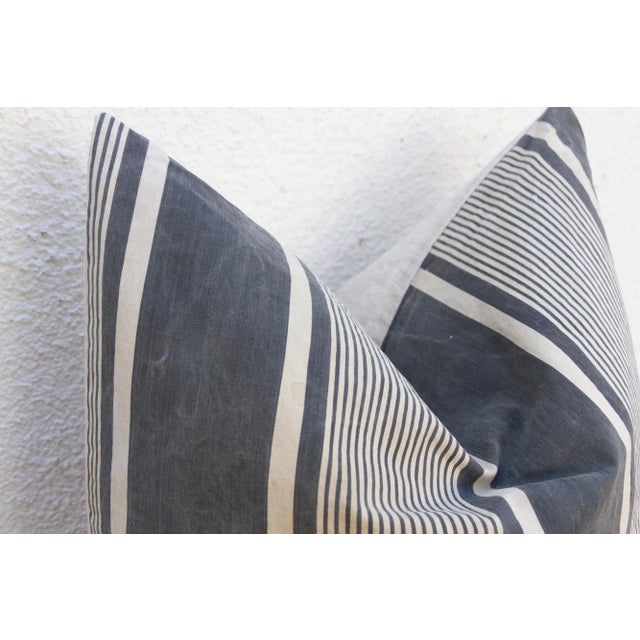 1980s Charcoal & White European Grain Sack Pillow For Sale - Image 5 of 9