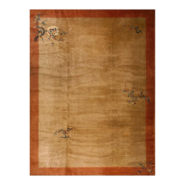 Antique Art Deco Handwoven Traditional Rug With Simplified Fantastic Detail Floral For Sale