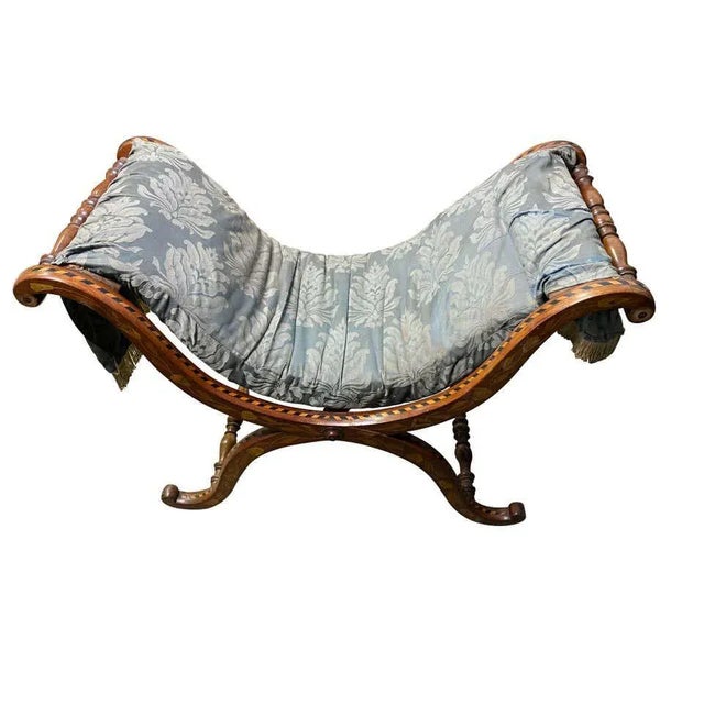 Textile Dutch Walnut Inlaid Stool, 18th Century For Sale - Image 7 of 9