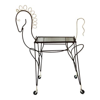 1950’s Horse Pony Rolling Serving Bar Cart By Frederick Weinberg For Sale
