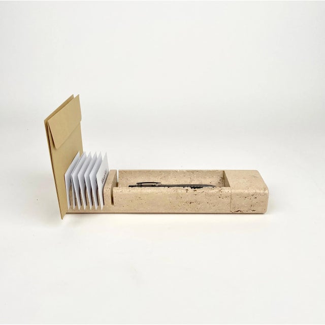 Travertine Letter & Pen Holder, Italy, 1970 For Sale - Image 6 of 17