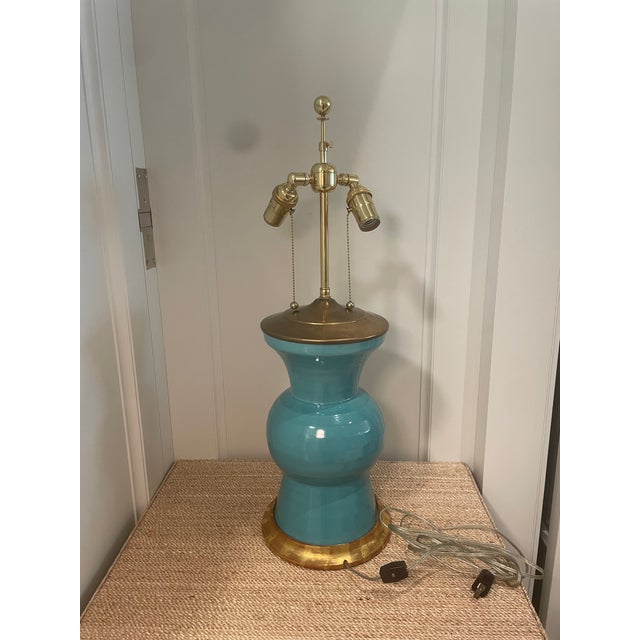 Chinoiserie Blue Glazed Lamp by Christopher Spitzmiller For Sale - Image 3 of 4
