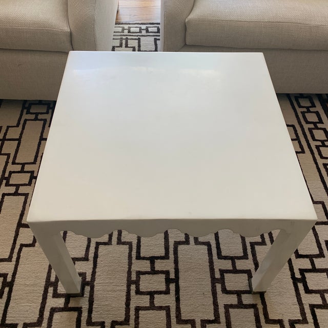 White Moroccan Style Lacquered Seagrass Square Accent Table Chairish