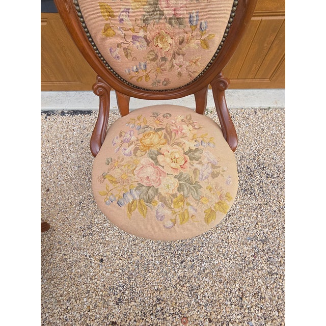 Antique Victorian Needlework Parlor Chair For Sale - Image 10 of 18