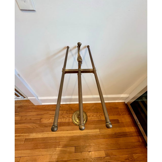 Hollywood Regency Brass Towel Rack Valet Stand 1960s Fish Motif For Sale - Image 9 of 12