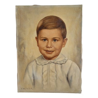 F. Müller, Portrait of a Boy, 1956, Oil on Canvas For Sale
