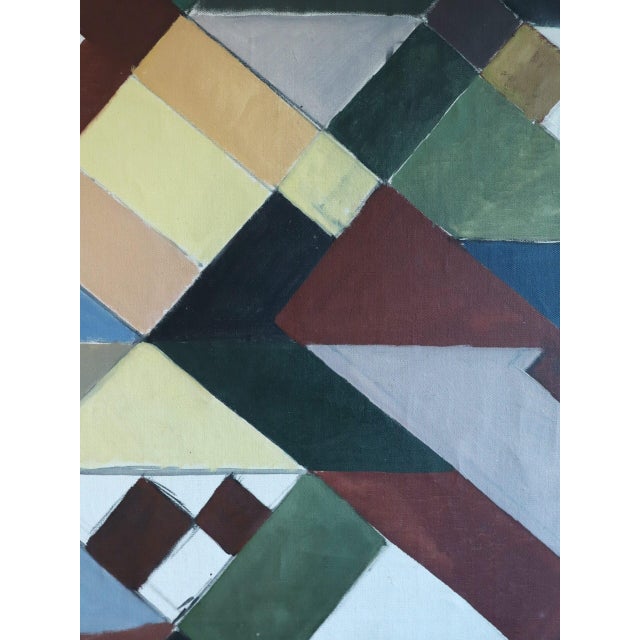 Mid-Century Modern 'Intersecting Planes' Vintage Original Geometric Abstract Oil Painting by Swedish Artist Bror Ingemar Fröberg (1921-1999), Framed For Sale - Image 9 of 12