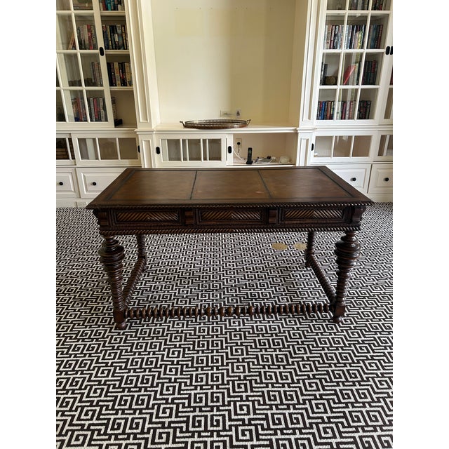 Late 20th Century Portuguese Rosewood Office Desk For Sale In Miami - Image 6 of 11
