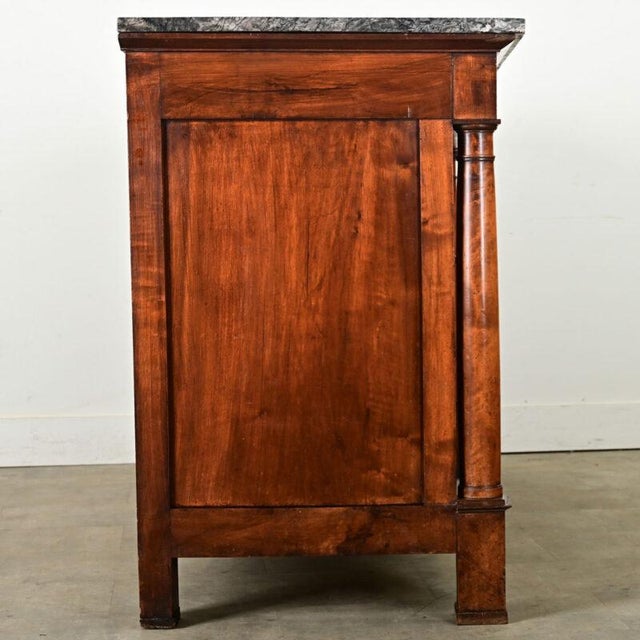 French Empire Solid Walnut & Marble Buffet For Sale - Image 4 of 12