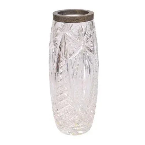Crystal Vase with Silver Finish For Sale - Image 5 of 5