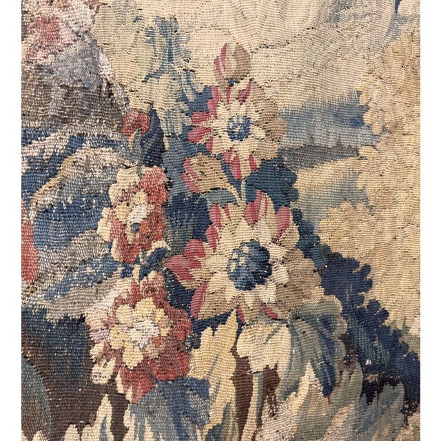 18th C. French Hand Woven Aubusson Tapestry With Birds, Ruins, and Floral Border For Sale - Image 13 of 14