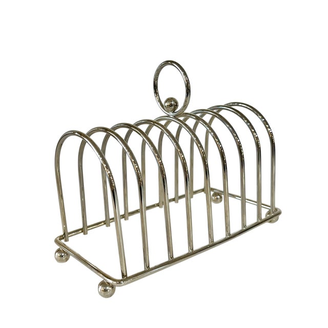 1920s Antique French Art Deco Silver Plate Large Size Toast Rack For Sale - Image 5 of 9