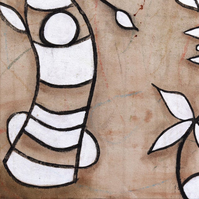 Textile Still Buzzin - Original Surreal Abstract Oil Acrylic and Charcoal Painting on Canvas For Sale - Image 7 of 9