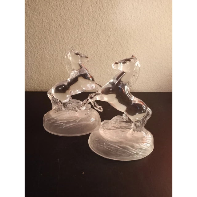 1980s 1980s Clear Art Glass Horse Sculptures - Set of 2 For Sale - Image 5 of 7