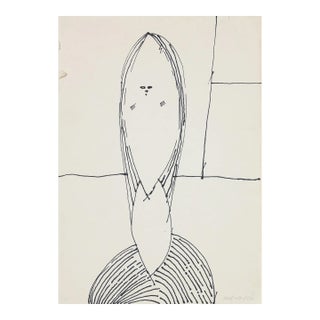 Surrealist Portrait Sketch 20th Century Ink For Sale