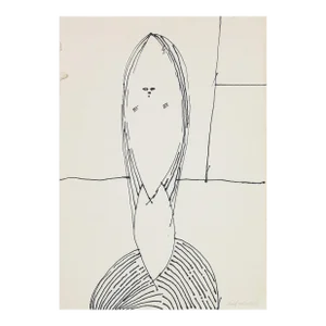 Surrealist Portrait Sketch 20th Century Ink