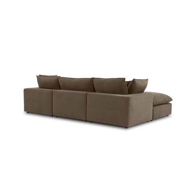 2020s Cali 4-Piece Chocolate Brown Performance Velvet Sectional For Sale - Image 5 of 7