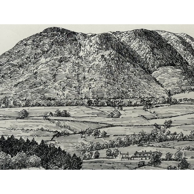 Wood British Masterpiece Low Fell, From Lanthwaite Hill Original Pen-and-Ink Landscape Drawing Lake District, Cumbria Signed by Alfred Wainwright For Sale - Image 7 of 12