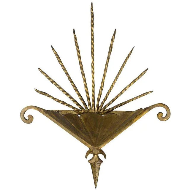 Metal Large Spanish Gilt Metal Wall Light For Sale - Image 7 of 7