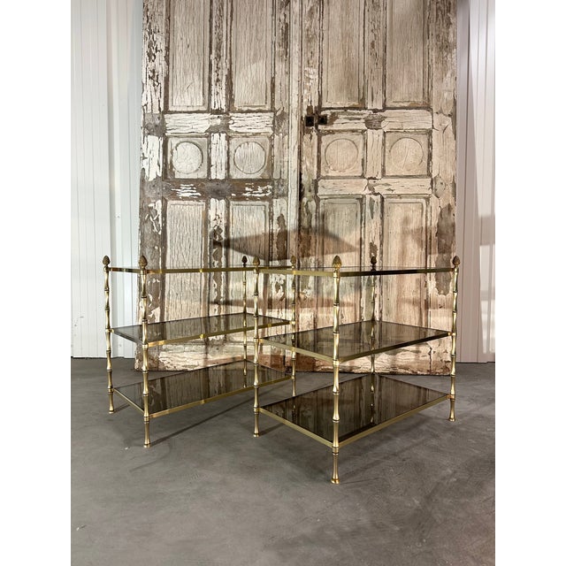 Metal Side Tables attributed to Maison Baguès, 1950, Set of 2 For Sale - Image 7 of 11