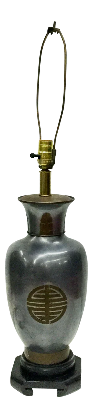 1960s Large Frederick Cooper Pewter Brutalist Table Lamp